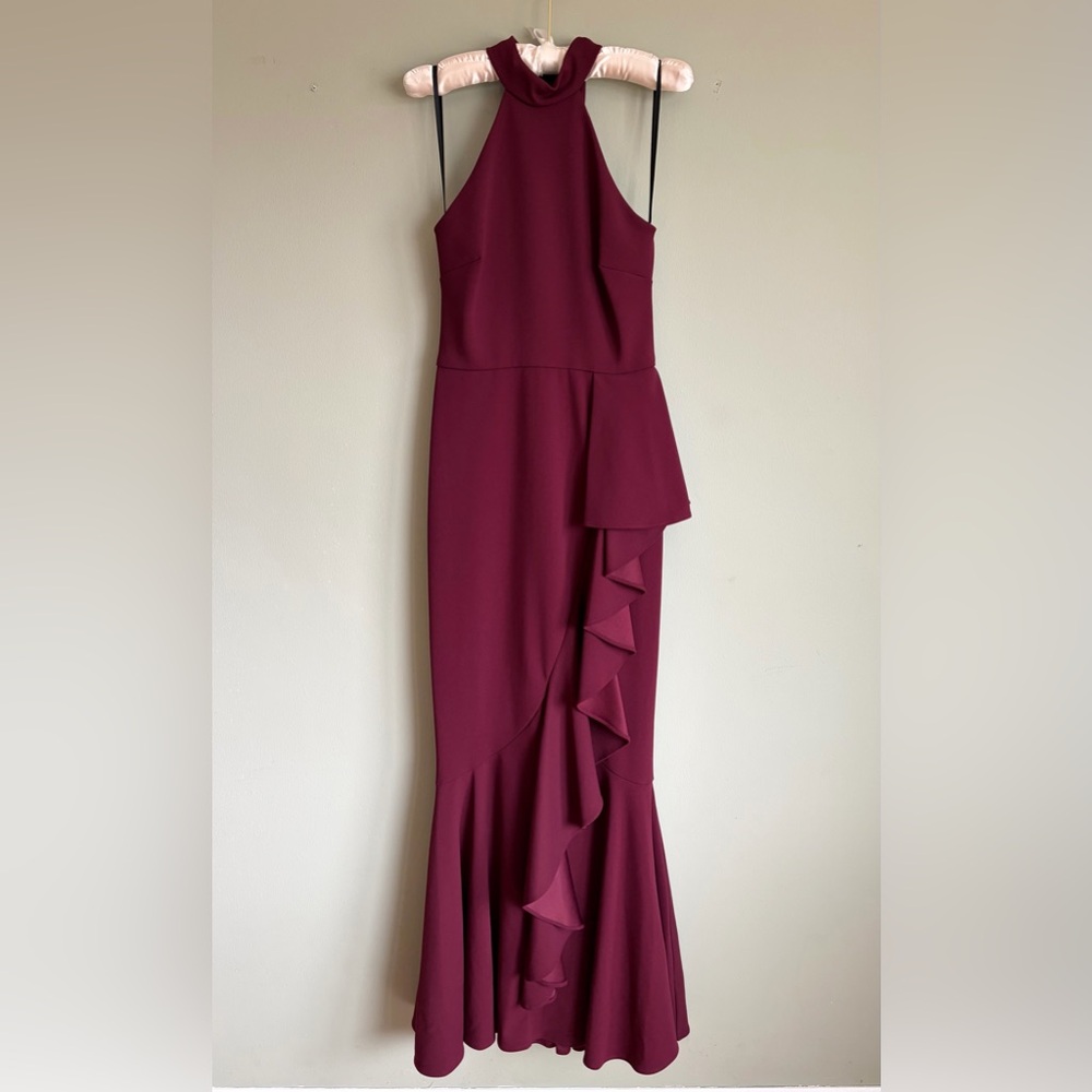 ✨$40✨Betsy & Adam Cascading Ruffle
Maxi Gown | Burgundy | Sz 2 - Picture 5 of 9